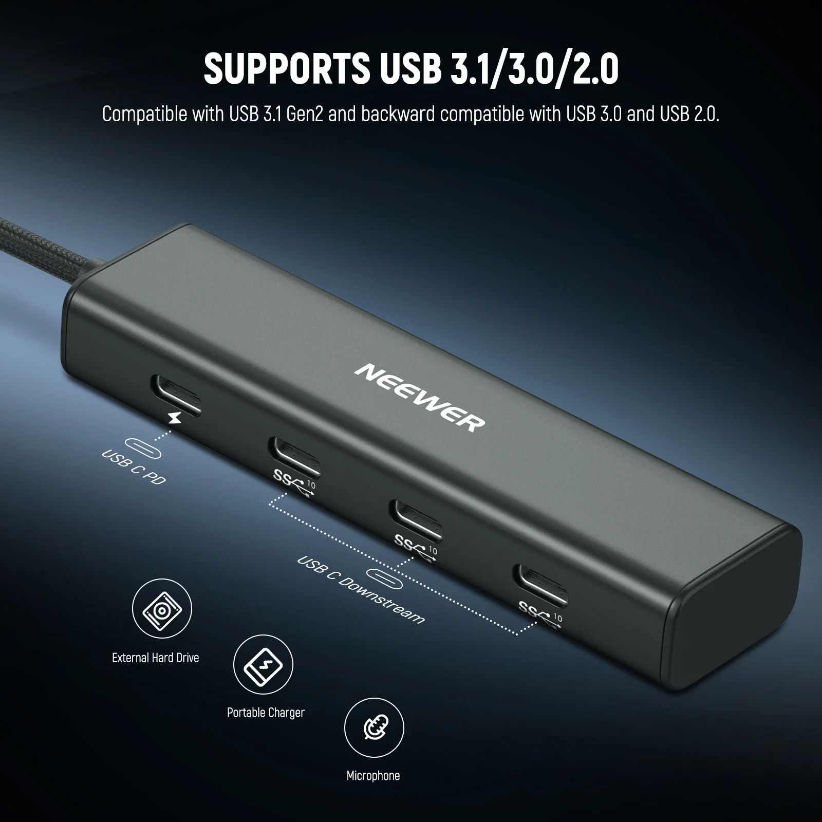 USB C Hub Dock For Android PC Laptop iPhone 16 15 iPad Mac ,4 in 1 Multiport Ada