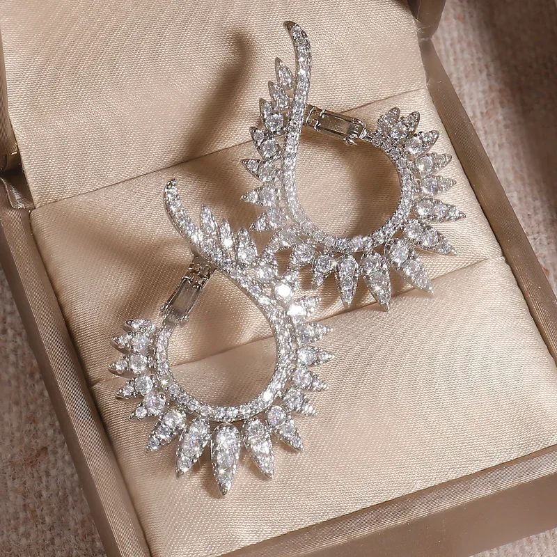 Clearine Orecchini A Goccia Con Strass E Cristalli | Design Geometrico Floreale Marquise | Eleganti E Lussuosi Per Donna | Confezione Regalo