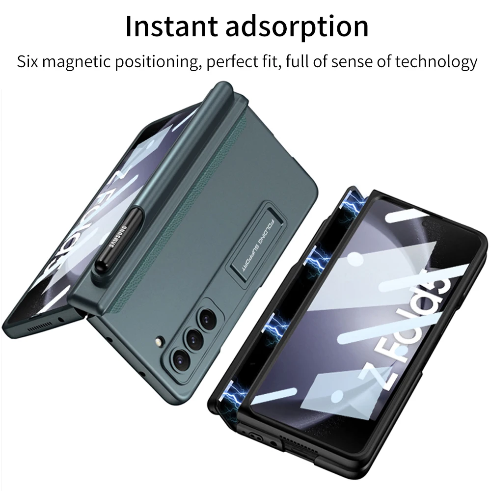 Magnetische Halterung Stift Halter Telefon Fall Für Samsung Galaxy Z Fold 5 5G Fall Kamera Bildschirm Schutz Abdeckung Stoßfest_voghion.com