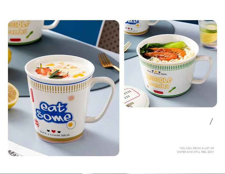 ensemble de bols soupe instantanée créatifs de style bol en céramique avec boîte boîte lunch pour