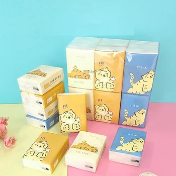얼굴 조직, 호랑이 인쇄 조직, 여행 크기, 9 팩, 3 겹 부드럽고 무향, 호랑이 인쇄 디자인 패키지