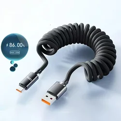 High - Power USB C to Type C Fast Charging Telescopic Cable - 1m (A - C black)