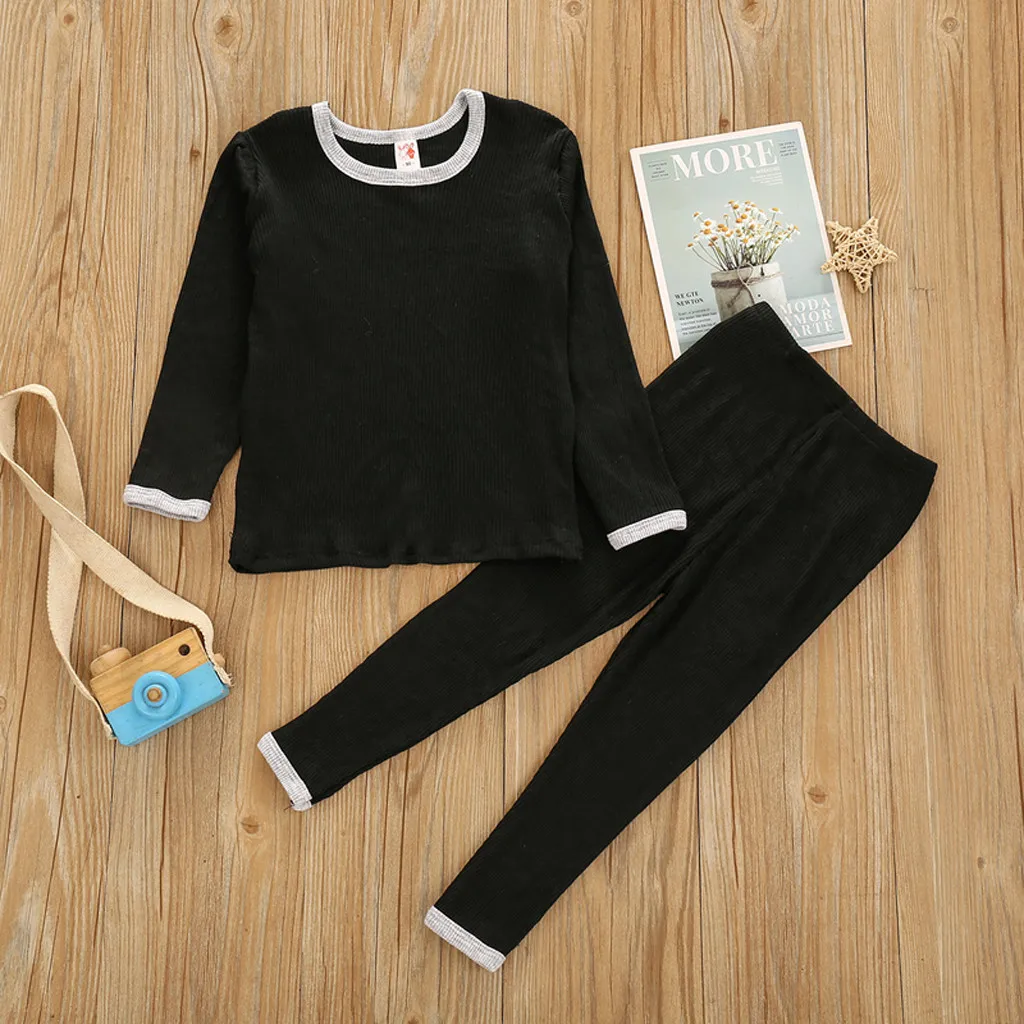 Girls Pajamas And Doll Set Outfits T Kids Knit Set Pajamas Toddler 2PCS Boy shirt Girl Pants Baby 24months 2t Baby Girl