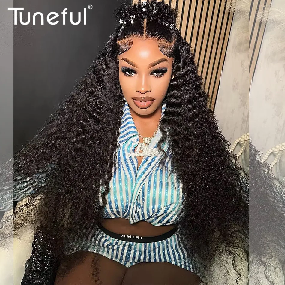 New 13x6 HD Transparent Lace Front Raw Indian Water Curly Wave Human Hair Wigs 40 Inch Long Jerry Curly Human Hair Frontal Wigs 3