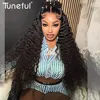 New 13x6 HD Transparent Lace Front Raw Indian Water Curly Wave Human Hair Wigs 40 Inch Long Jerry Curly Human Hair Frontal Wigs 3