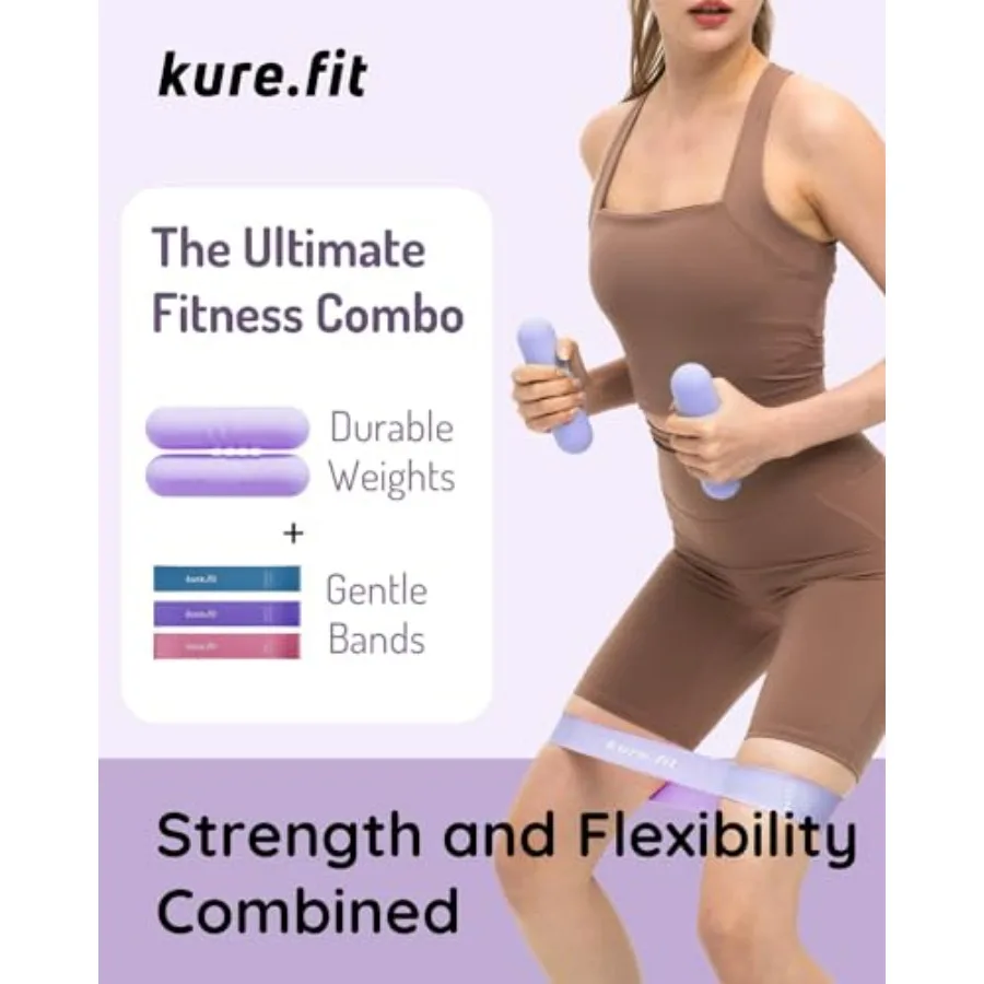 Pink Wrist & Ankle Weights + Purple Hand Weight Bars Bundle Set