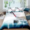 Ice Hockey Duvet Cover Set Boys Puck King Size Sports Games Theme Bedding Set For Kids Youth Adult Men Winter Match Quilt Cover 5