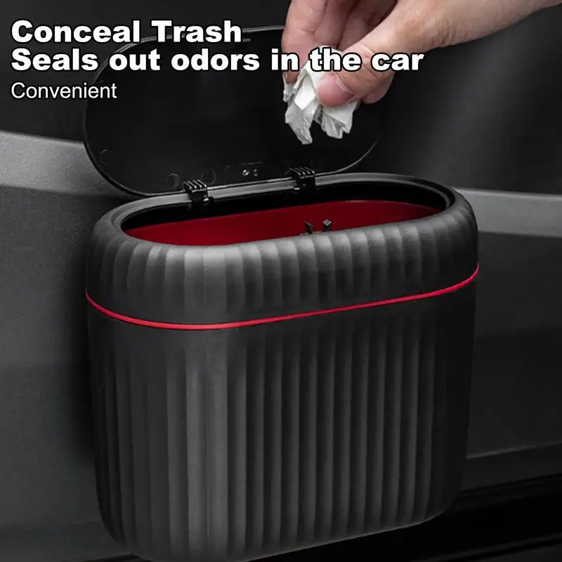 Hanging Car Trash Can with Lid Garbage Storage Organizer Bin Garbage Container Waste Organizer Garbage Box Car Accessories