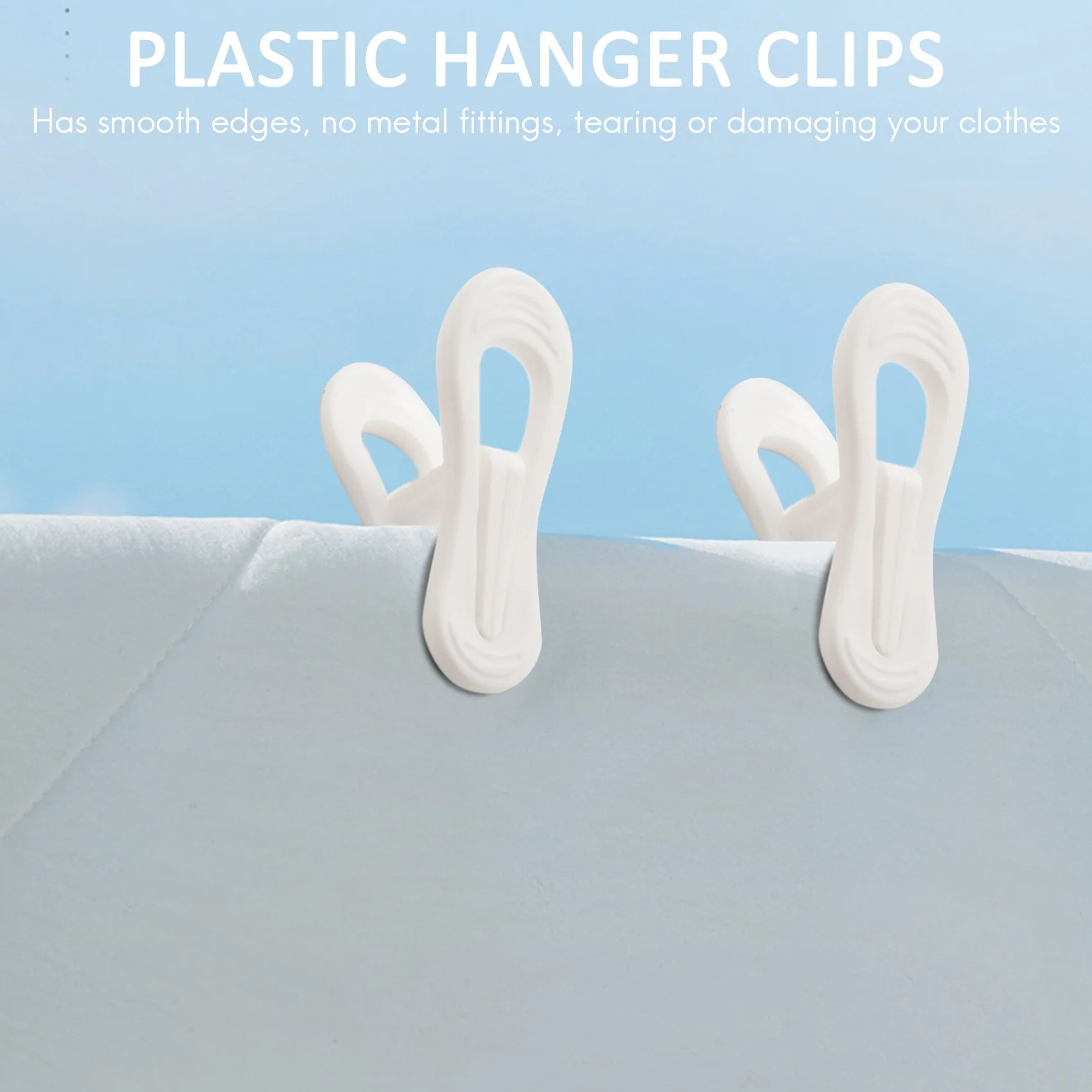 40Pcs White Plastic Hanger Clips, Clips for Use with Slim-Line Clothes Finger Clips Washing Line Laundry Pegs 4