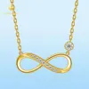 LinkerLove Moissanite Infinite Loop Pendant Necklace S925 Sterling Silver Diamond Clavicle Chain for Women Party Trendy Jewelry