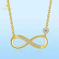 LinkerLove Moissanite Infinite Loop Pendant Necklace S925 Sterling Silver Diamond Clavicle Chain for Women Party Trendy Jewelry