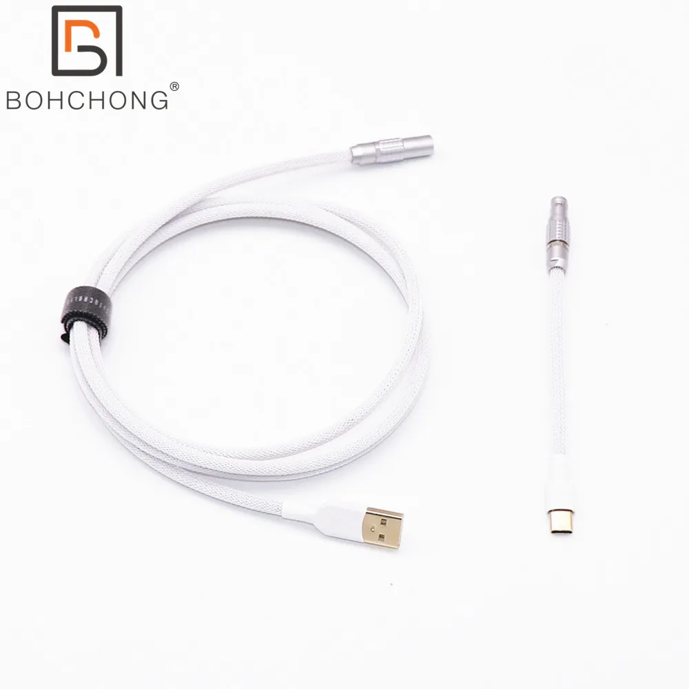 Aviador Duplo Sleeved Núcleos Paracord e Pet Preto Branco Ouro Anel ob tipo c Mini Micro Cabo para Teclado Usb Cabo ob 0b