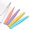 4Pcs High-Quality Eyebrow Tweezer Colorful Hair Beauty Fine Hairs Puller Stainless Steel Slanted Brow Clips Removal Makeup Tools 4