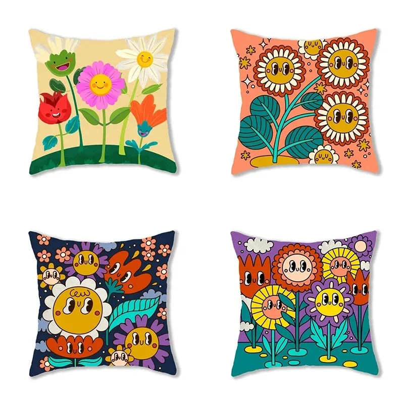 

Office Living Room Home Pillowcase Cartoon Sunflower Pillowcase Car Ornaments