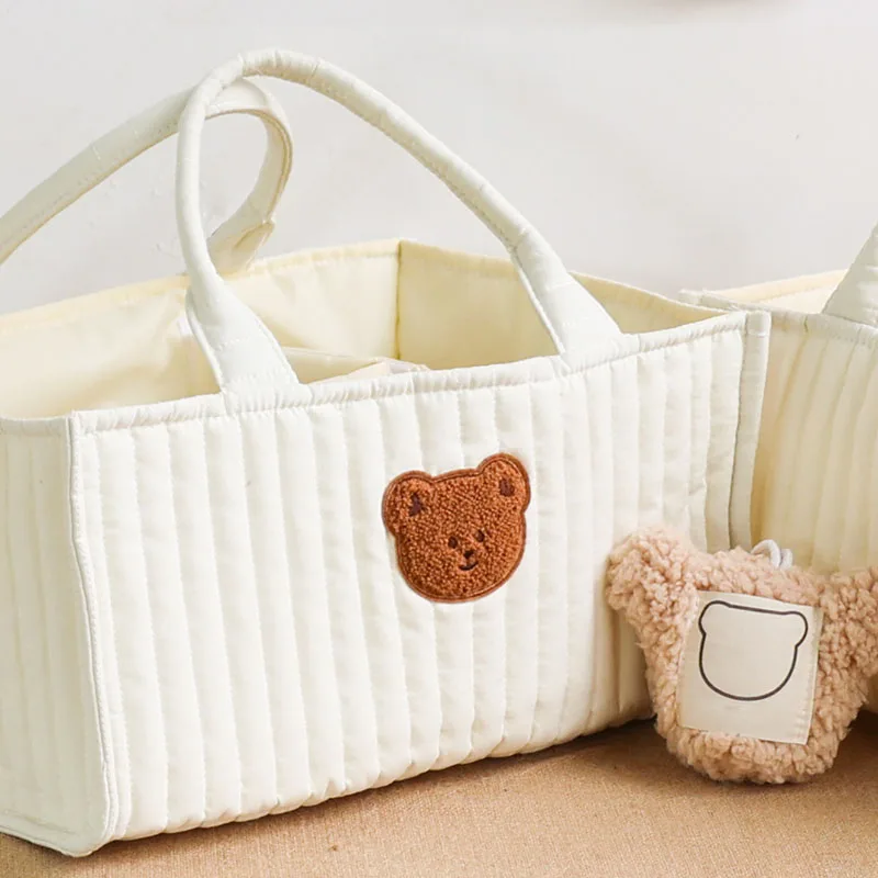 Cute Bear Travel Portable Mommy Bag Diaper Bag Feeding Bottle Storage Handbag Multifunctional Baby Products Organizer Basket