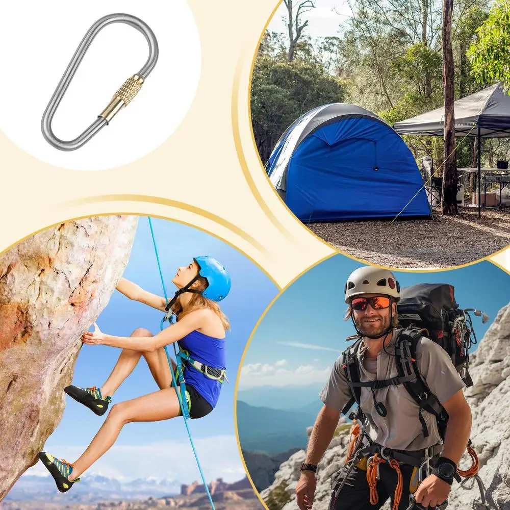 Small Locking Carabiner Titanium Screw Lock Buckle Keychain Clip High Strength Lightweight Key Rings For Hiking Camping