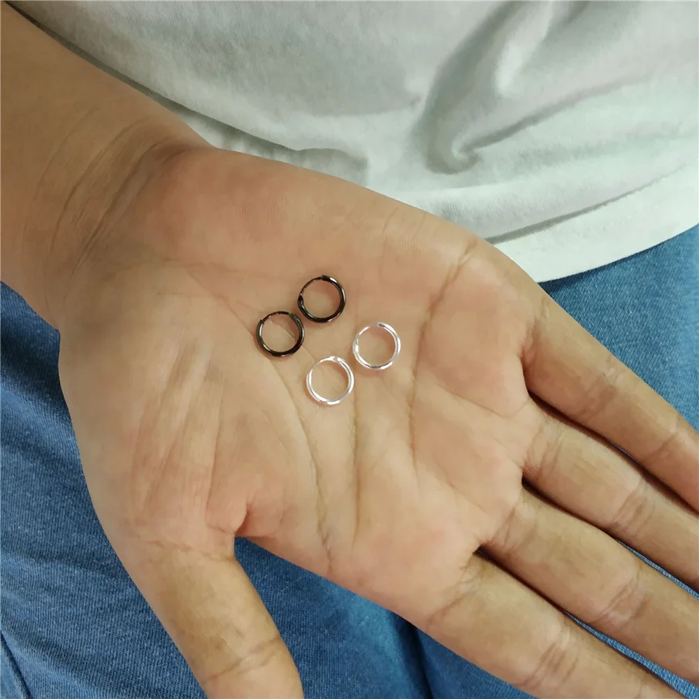 925 Sterling Silver Minimalist Geometric 9mm Round Small Hoop Earrings for Women Birthday Party Fine Jewelry