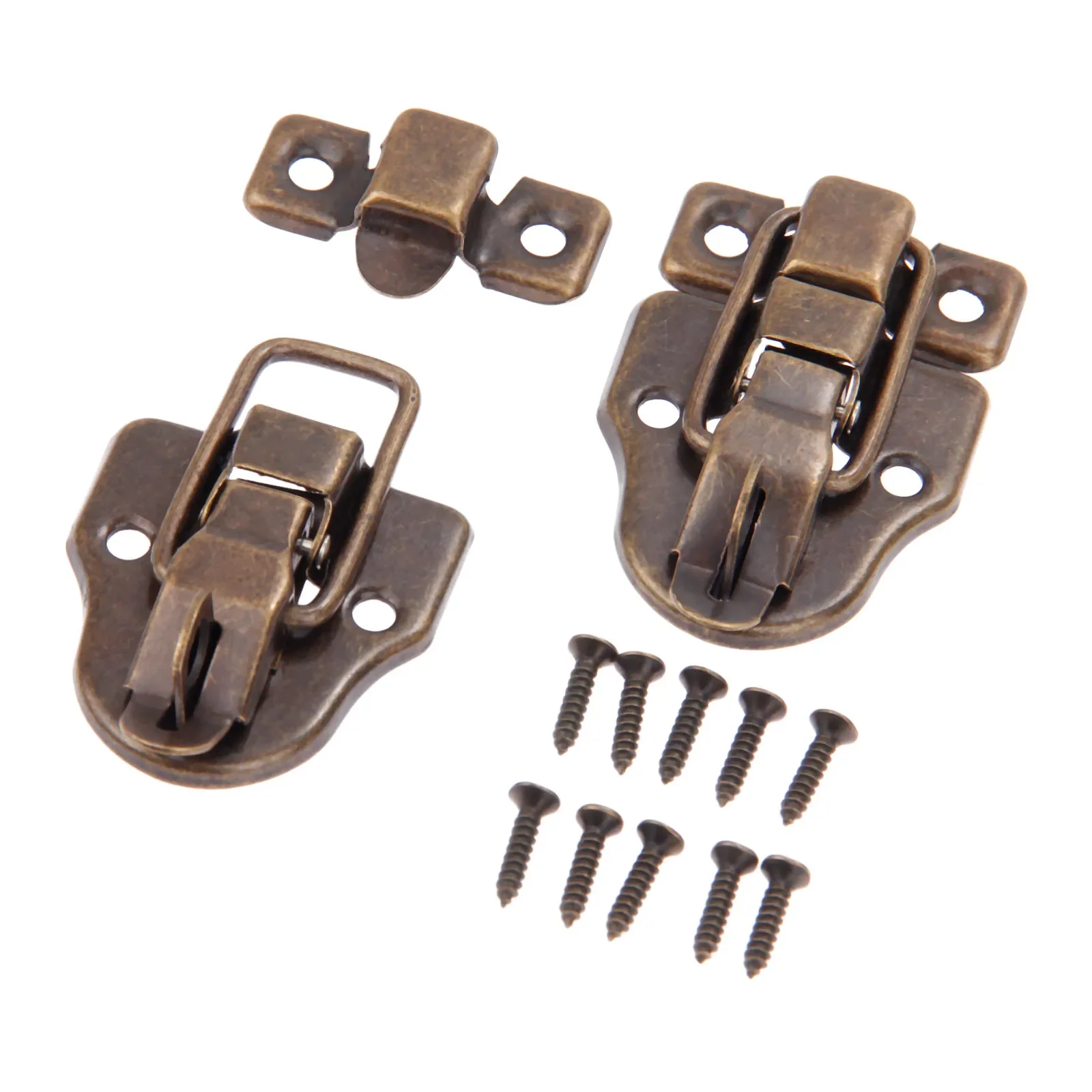 2Pcs Retro Style Box Toggle Latch Iron Hasp Catch with Padlock Hole for Wooden Case Jewelry Box Suitcase Chest Toolbox Cabinet