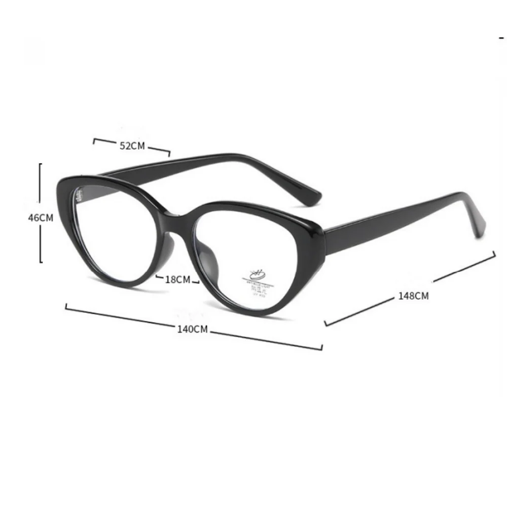 Retro Sweet Cool Spice Millennium Y2K Cat Eye Frame Anti Blue Light Glasses for Women Black Frame Reading Eyewear 0 -4.0
