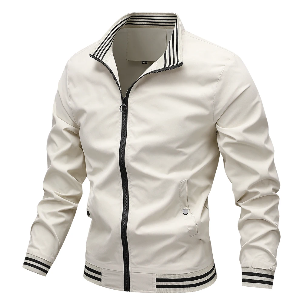 Spring and Autumn Men's Jacket Fashionable and Simple Casual Business Standing Collar Men's Coat Outdoor Windproof Baseball Suit