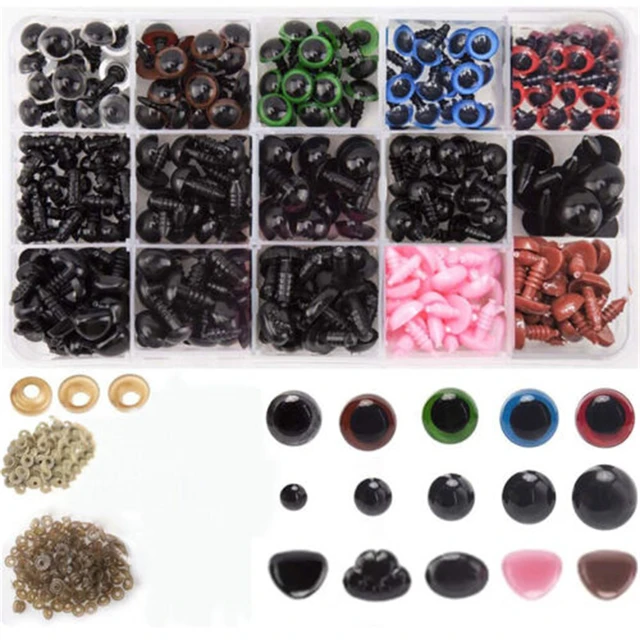 1000 piezas de ojos de seguridad para amigurumis ojos y narices de plástico  colorido con arandelas