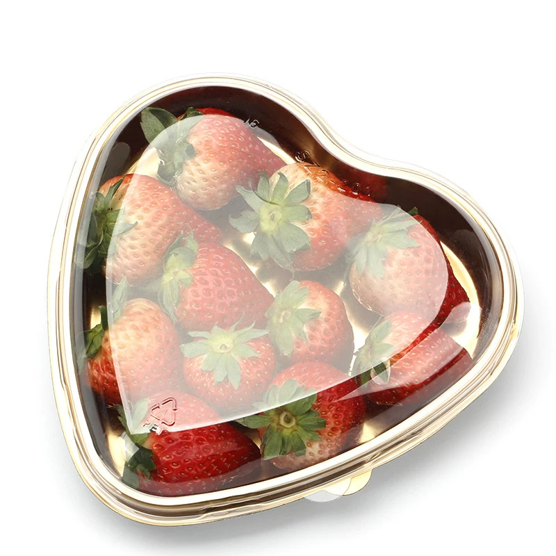 Heart-Shaped Food Box, 4 Color, One-time Packaging, Non-returnable Container, Disposable Fruit Love Box, Strawberry Packing Box