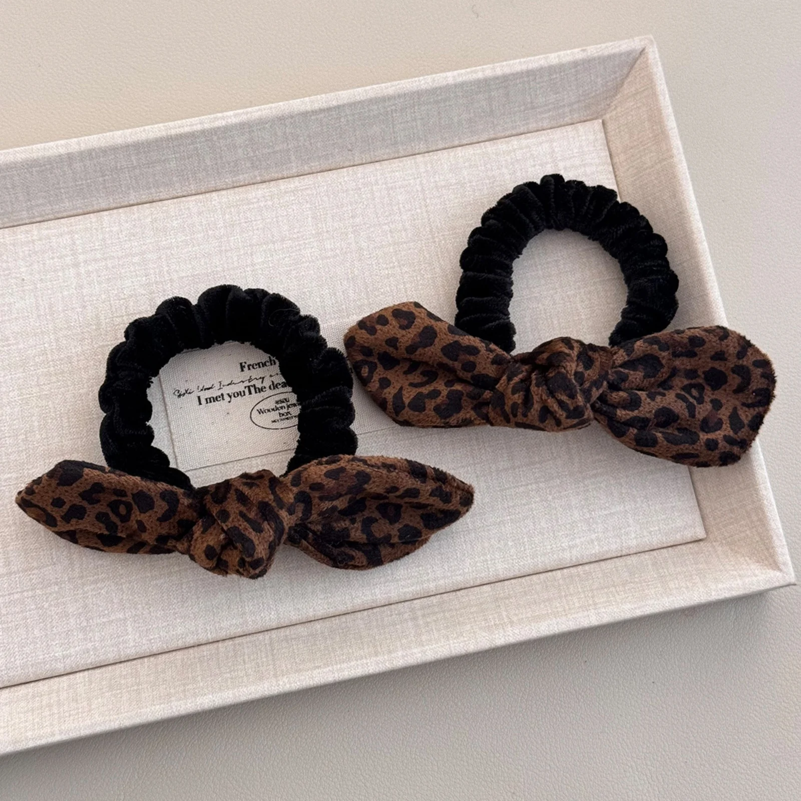 1PC Leopard Bow Hair Ties For Women Autumn Winter Vintage Fashion Hair Accessories Elastic Hair Bands Stylish Hair Decorations