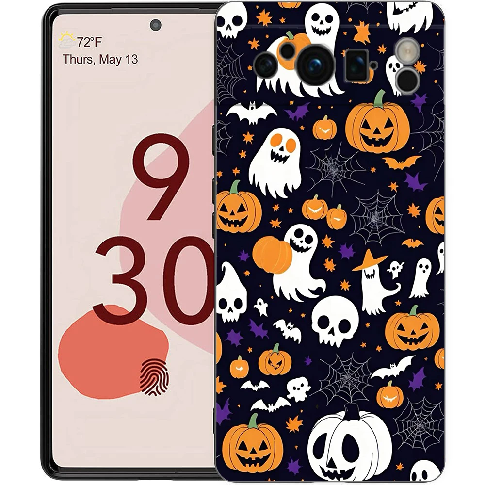 Handyhülle für Google Pixel/9/8/7/6/7A/6A/Pro, stoßfest, weiches TPU, 9/Pro/XL, Schale, Capas, Halloween, Kürbis, Geister, Fledermaus-Muster – Detail 7