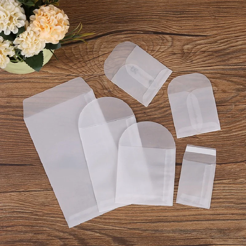 50pcs/lot translucent envelope jewelry storage bag for card earring necklace gift packaging bags mini wedding wedding envelopes