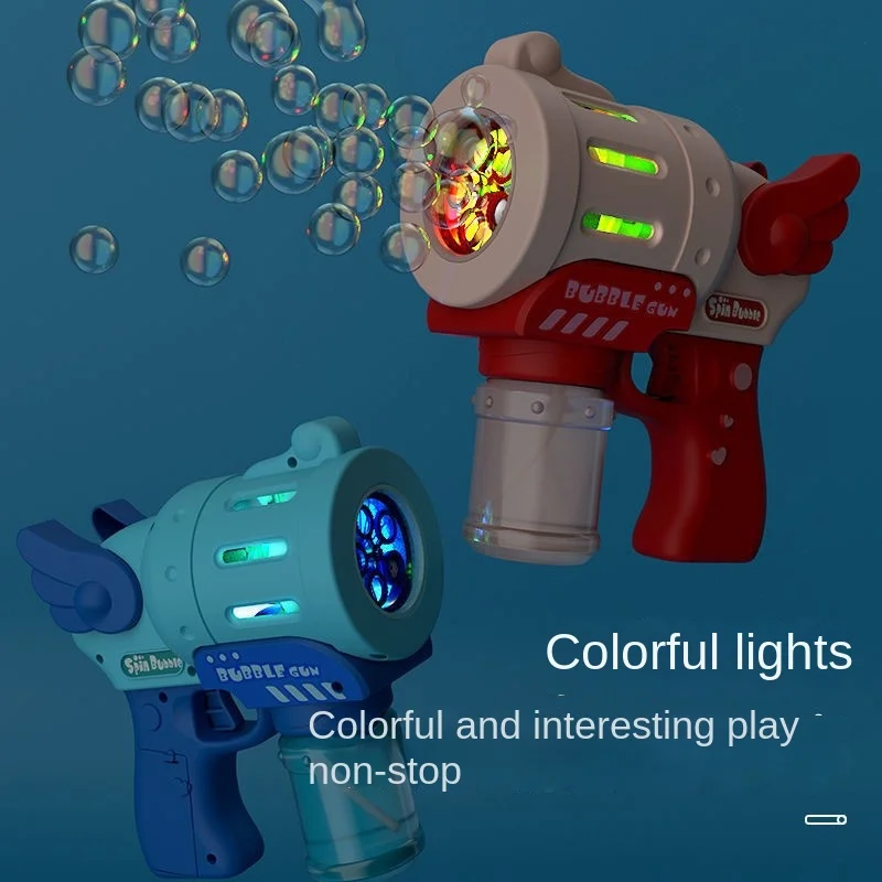 DokiToy Children's Bubble Machine Toy Outdoor Blowing Bubble 5-hole Angel Wings Bubble Gun with Light New Hot 2024 Dropshipping 5