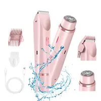 Women Electric Razors 2 in 1 Dual-Head Painless Bikini Trimmer Wet Dry Use for Ladies Pubic Hair Detachable Head Electric Shaver 1
