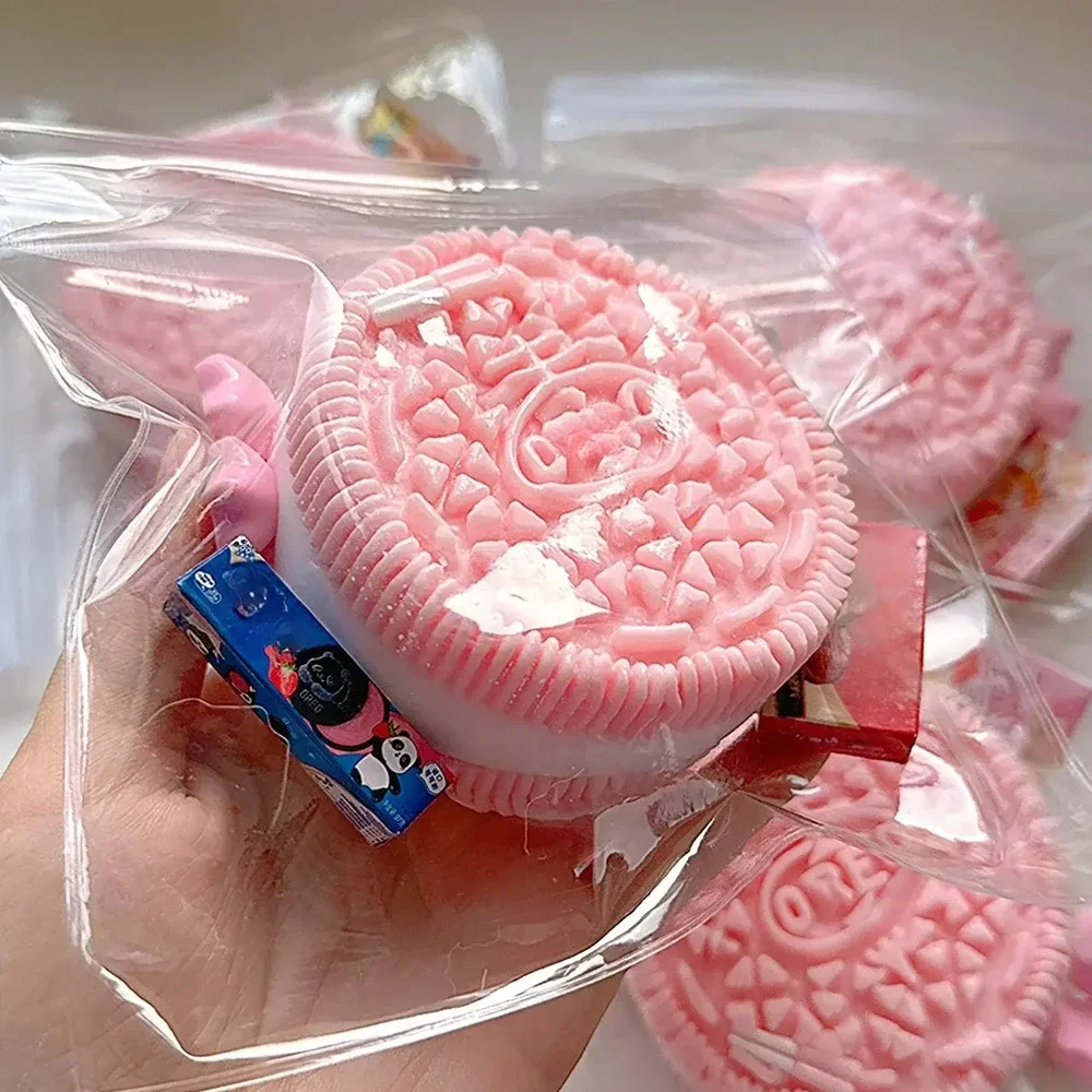 Handmade Silicone Big Sandwich Biscuits Stress Relief Squishy Toy Mochi Taba Squishy Biscuit Pinching Squeeze Toys