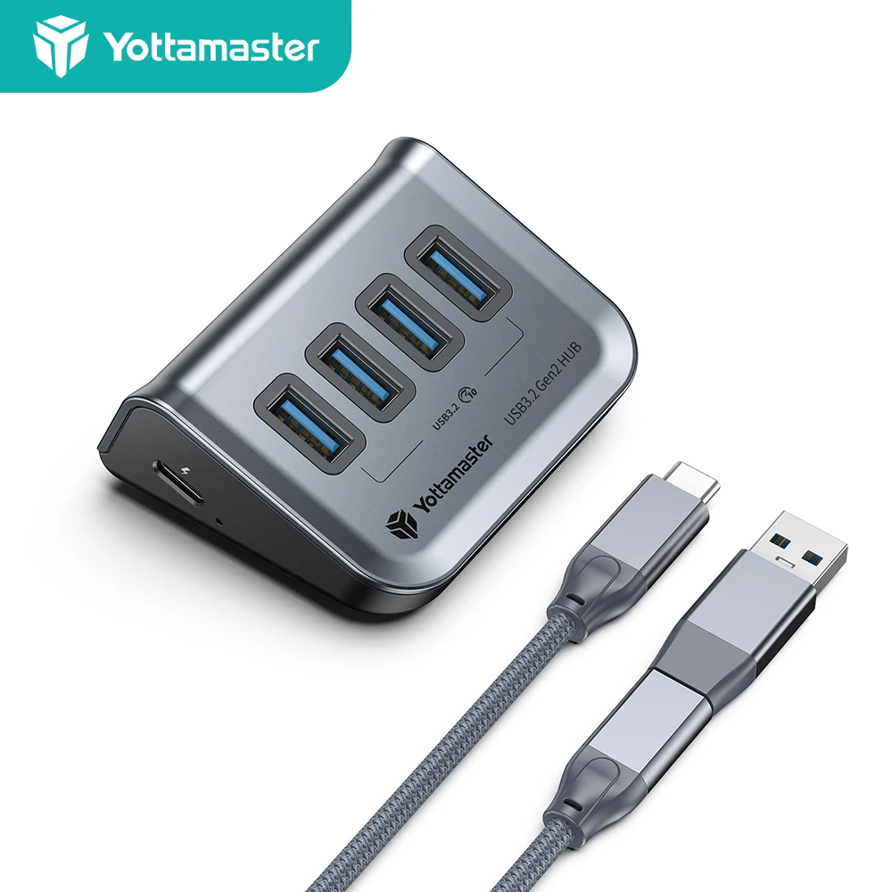 Yottamaster C타입 USB 3.2 3.0 허브, USB A 4 포트 도킹 스테이션 어댑터, SD/TF 카드 리더, OTG 기능, PC용 USB 분배기