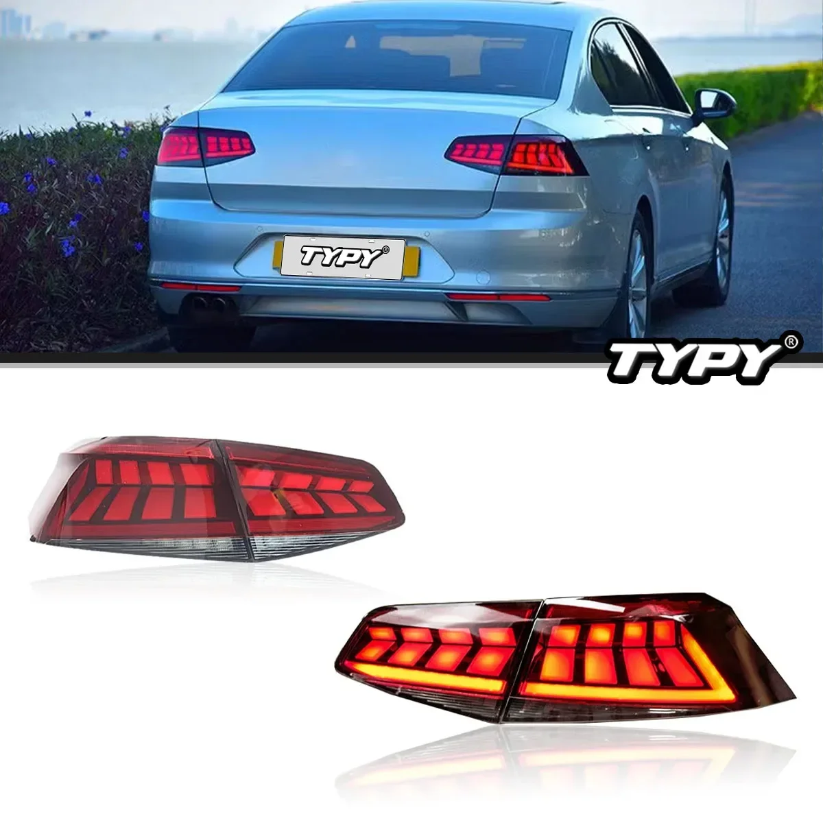 

TYPY Car Tail Lights For Ford VW Passat B8 2015-2019 LED Car Tail Lamps Daytime Running Lights Dynamic Turn Signals