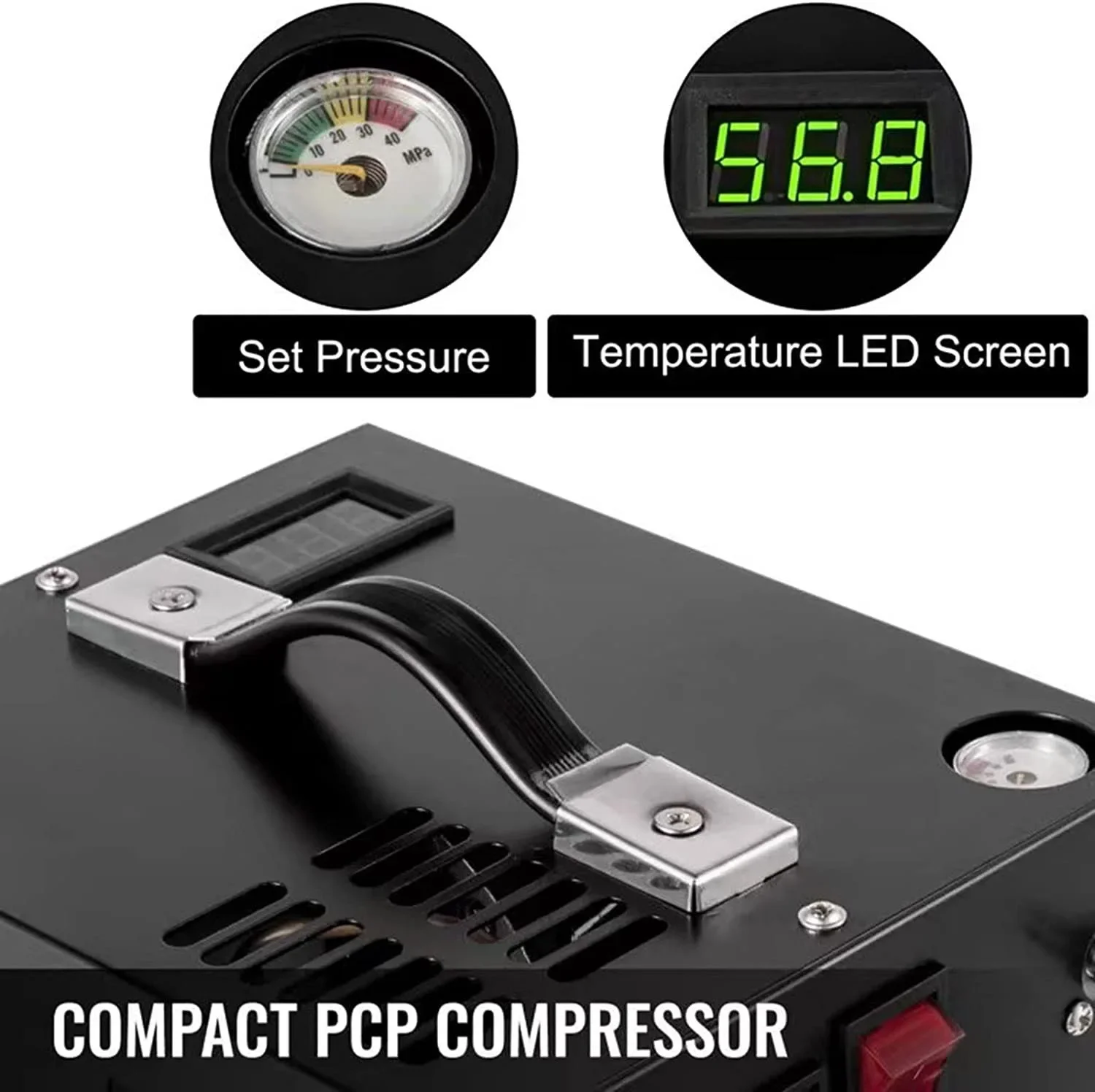 ToAuto Pompa Ad Aria Portatile 350W 30Mpa 12V/110V – Compressore PCP Per Fucili E Paintball, Raffreddato A Ventola