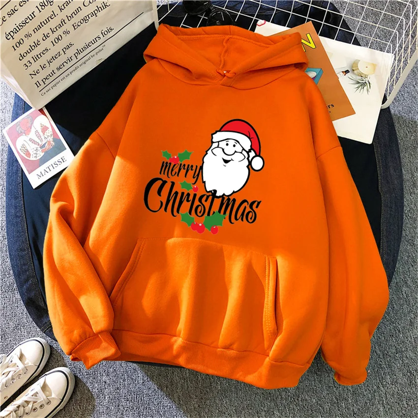 Fashion Womens Hoodie Santa Claus Printed Funny Hoodies Women Streetwear Pullover Harajuku Sweatshirt Oversized Clothes Unisex 4