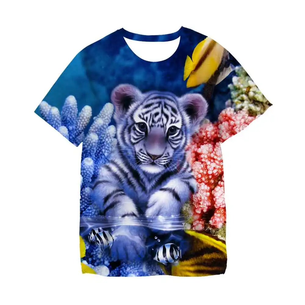 

Cute Tiger Cub Graphic 3D Print T-Shirt Kids Boys and Girls Fashion Clothes Tops Boys T-shirt 3to 14Y Children Birthday Gift Tee