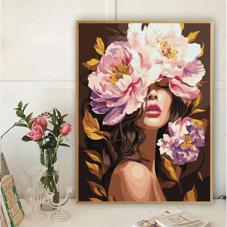 다이아몬드 페인팅 뷰티 걸 다이아몬드 아트 페인팅 풀 스퀘어 라운드 플라워 5D DIY 자수 모자이크 여성 홈 데코