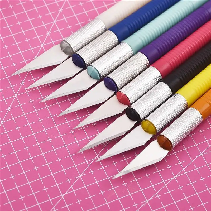 Cutting Knife Wood Carving Knives Wood Carving Blades Carving Tool Metal Carving Knife DIY Sculpture Model Making ABS Rod Art Student Cutting Knife Wood Paper Fruit Carving Blade Hand Tool Set