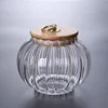 Glass Food Storage Jar Candy Dish with Wooden Lid  , Pumpkin Shaped Decorative Candy Bowl for kitchen and dining 1