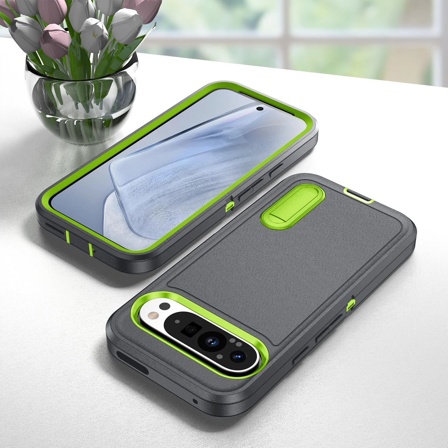 Ultimate Shockproof Hybrid Case with Hidden Stand Holder and Dual-Layer Bumper