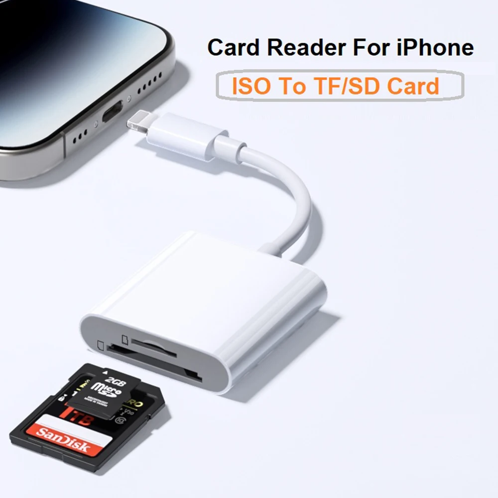 SD TF Card Reader For iPhone 14 12 13 11 Pro Max XR XS USB-A Female Camera Converter For iPhone OTG Adapter