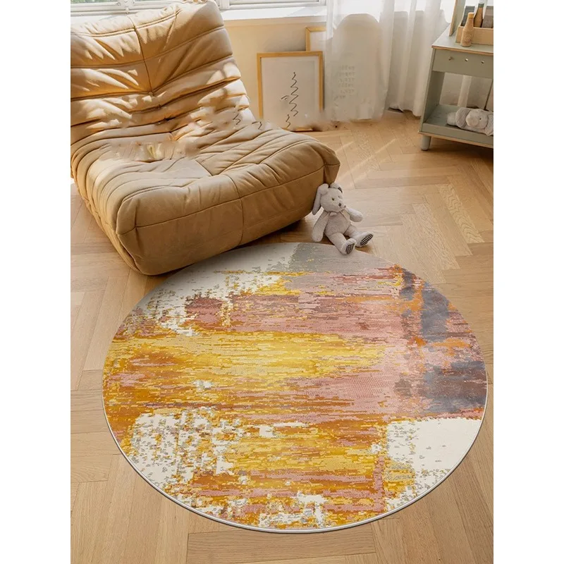 Round Living Room Carpet Retro Abstract Minimalist Art Bedroom Rug Creative Design Home Decoration Cloakroom Mats 러그 Tapis Ковер