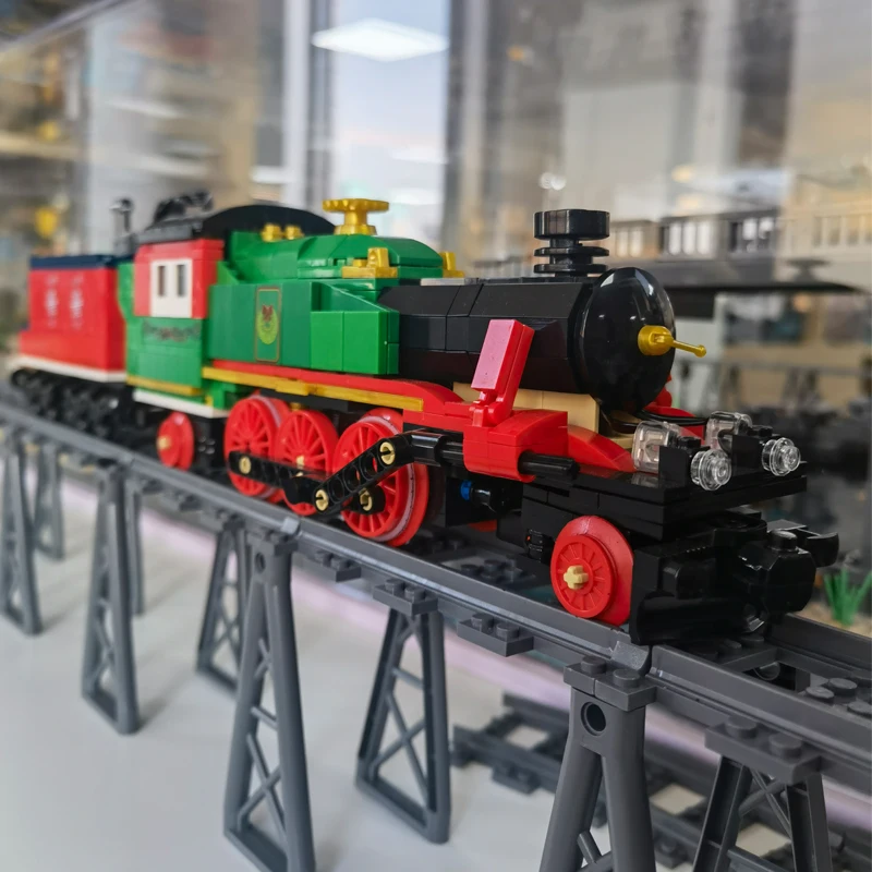 City Train Station Platform Traffic Light Cave Flyover Hill Tracks Crossings Rails Building Block Bricks Giocattoli High-Tech Per Bambini