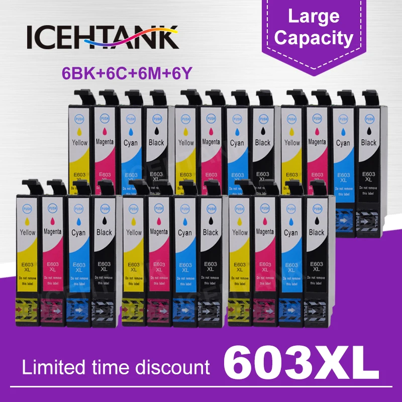 Icehtank 1-6Set Cartuccia D'Inchiostro 603Xl T603Xl T603 Compatibile Per Stampante Epson Xp-2100 Xp-2105 Xp-3100 Xp-3105 Xp-4100 Xp-4105