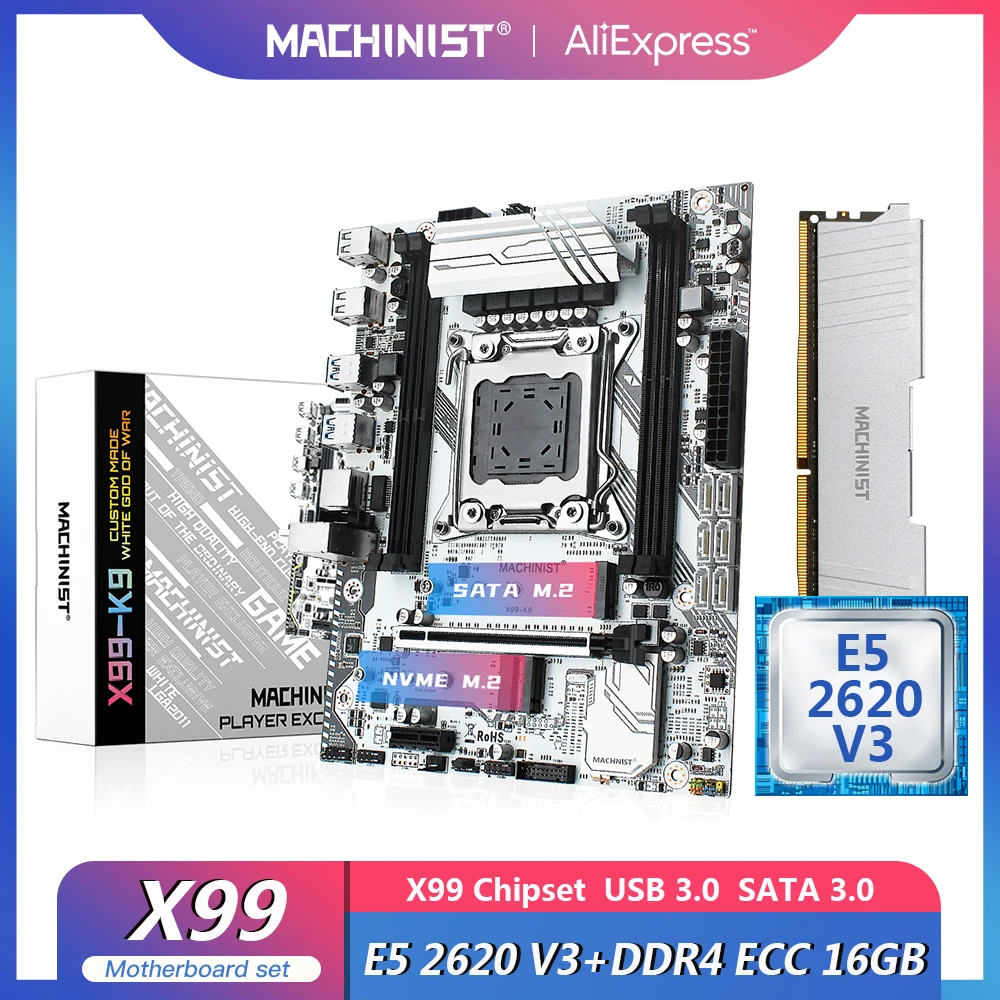 MACHINIST X99 материнская плата LGA 2011-3 комплект с процессором XEON E5 2620 V3 CPU (1*16)16 Гб DDR4 ECC RAM
