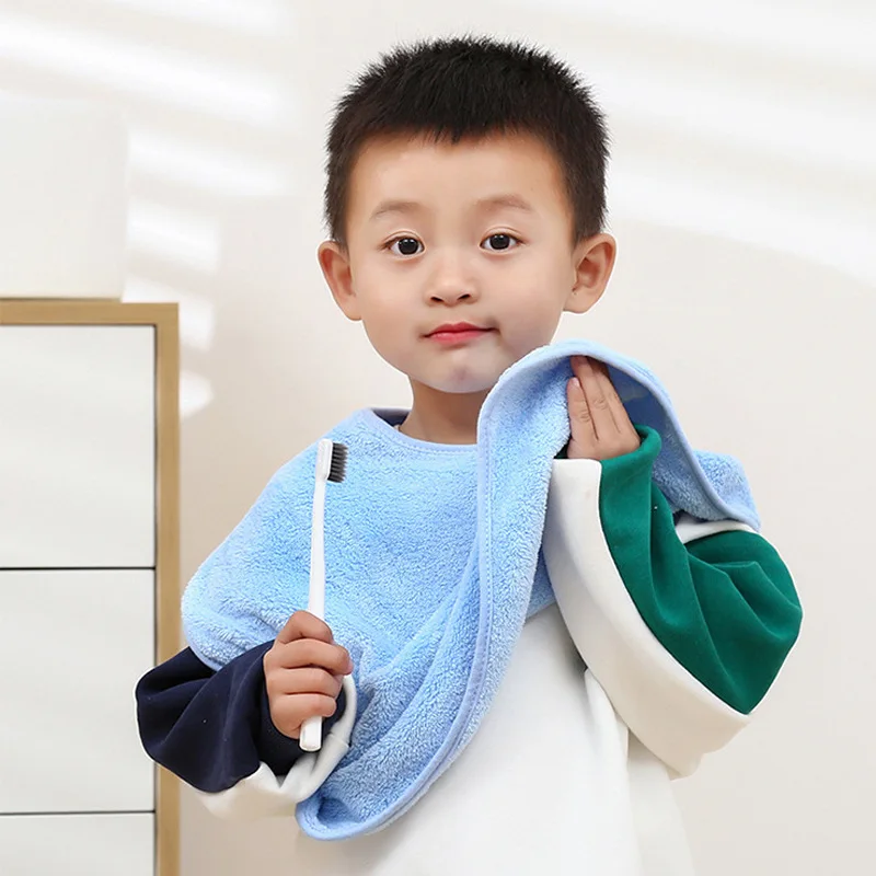 Children's Wash Towel Washing Face Bib Brush Teeth Waterproof Bibs