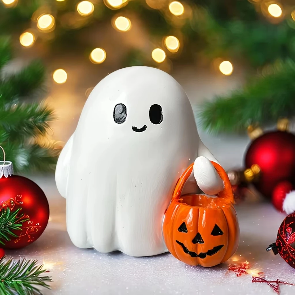 Blulu Halloween-Kürbis-Figuren Aus Harz – 4-teiliges Set Als Deko Für Aquarium, Tisch & Garten | Handbemalt, Wasserfest