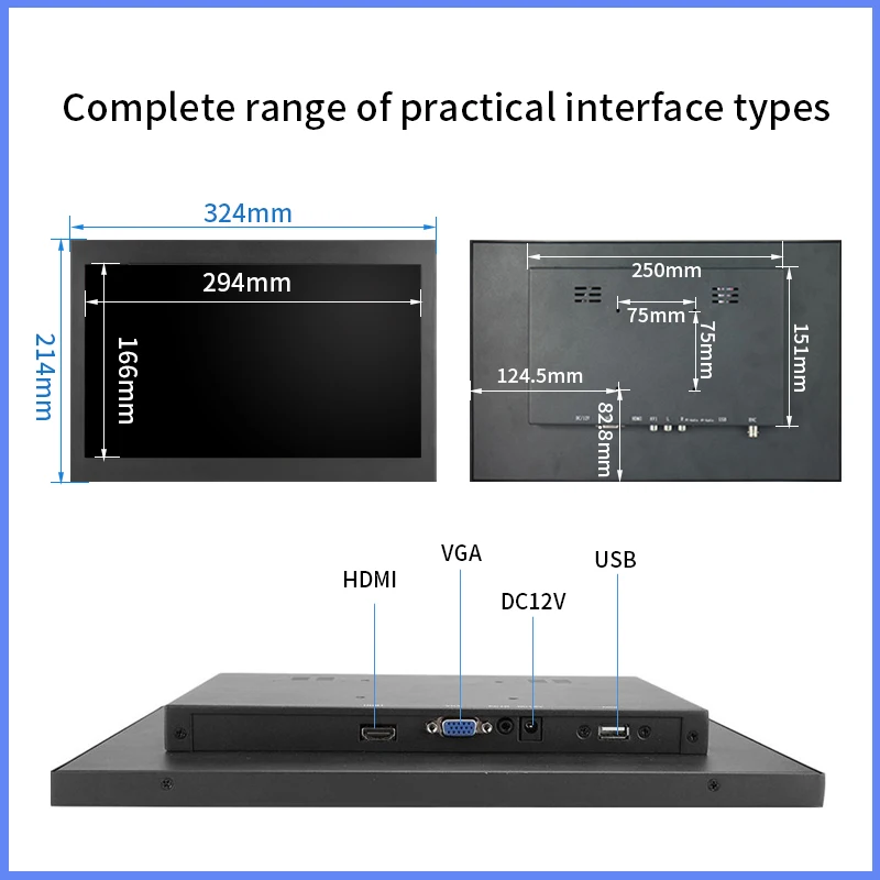 고휘도 1000니트 13.3인치 1920*1080 오픈 프레임 임베디드 산업용 터치 스크린 모니터 HDMI VGA USB 지원 야외용