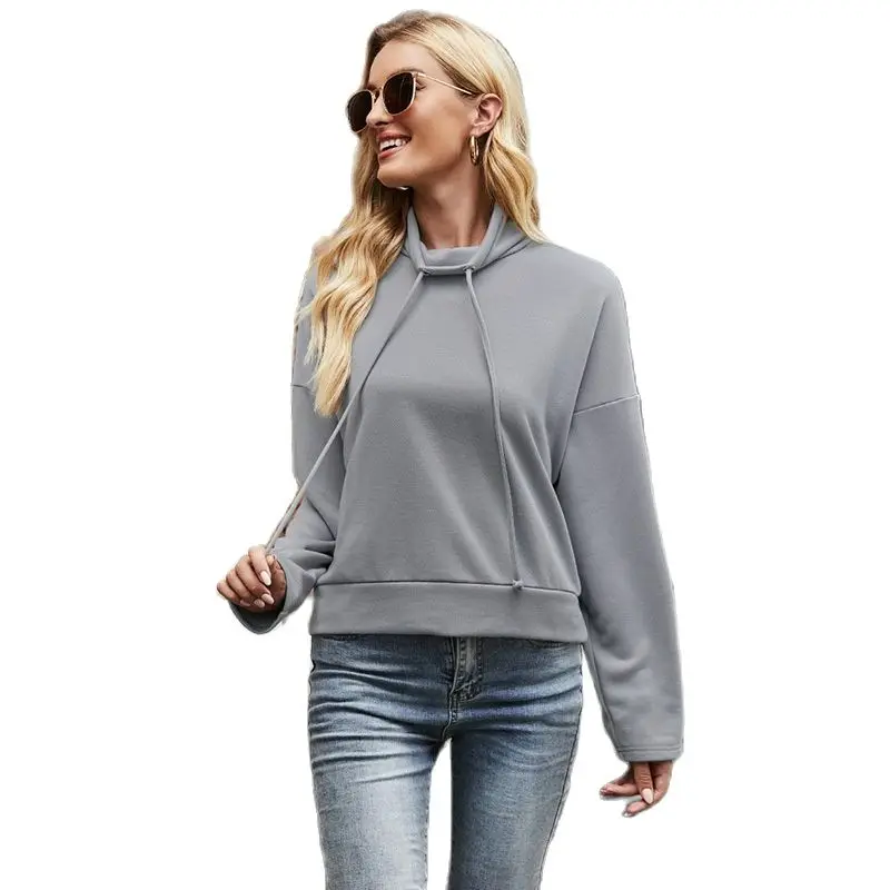 New Long-Sleeved Hoodies & Sweatshirts Women's Loose Hoodies & Sweatshirts with High Neck Hoodies Women Clothes Ropa Mujer
